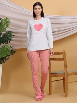 Sweet Dreams - Women Grey Printed T-Shirt with Pyjama (Set of 2)