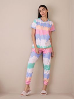 Sweet Dreams - Women Green Printed T-Shirt with Pyjama (Set of 2)