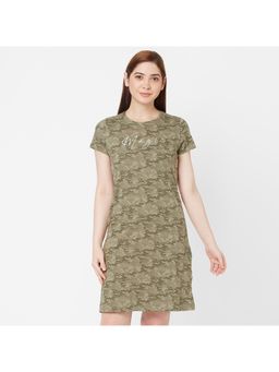 Sweet Dreams - Women Green Printed Short Night Dress