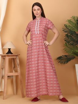 Sweet Dreams - Women Pink Printed Night Dress
