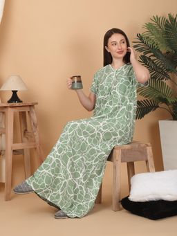 Sweet Dreams - Women Green Printed Night Dress