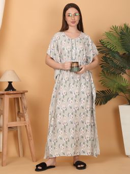 Sweet Dreams - Women Green Floral Night Dress