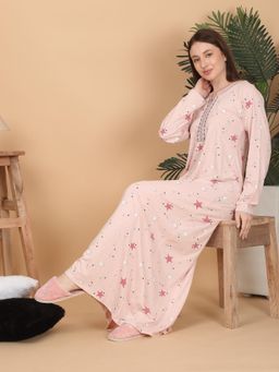 Sweet Dreams - Women Peach Printed Night Dress