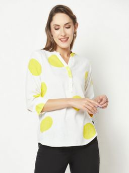 CRIMSOUNE CLUB - Women Yellow Polka-Dotted Top