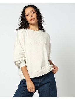 GAP - Women's Grey Cotton Blend Crew Neck Typography Sweatshirt