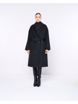 Silvian Heach - Grey Double Breasted Long Coat with Belt