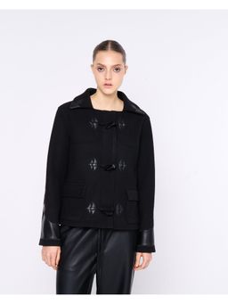 Silvian Heach - Black Front Button Duffle Coat