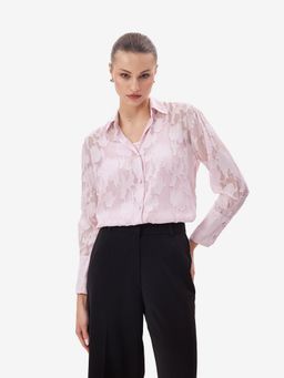 Strong And Brave - Premium Pink Jacquard Shirt with Camisole