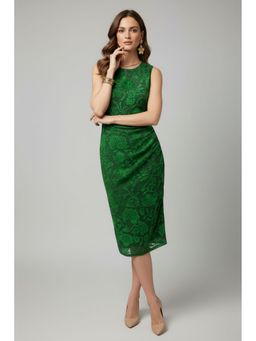 TAMISKA BY NARENDRA KUMAR - Green The Midnight Garden Velvet Burnout Midi Dress