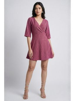 TAMISKA BY NARENDRA KUMAR - Pink Lurex Shimmer Mini Dress