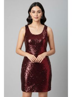 TAMISKA BY NARENDRA KUMAR - Red Sequin Mini Cocktail Dress