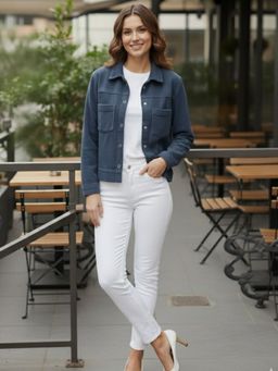 RIGO - Women Regular Fit Blue Corduroy Jacket