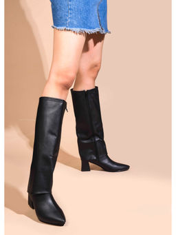 SHUZ TOUCH - Womens Black Knee High Slouch Casual Boots