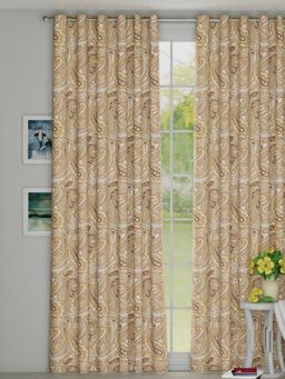 GM - Printed Jacquard Ring Top Door Room Darkening -Pack of 1(4.3 x 7 Feet, Beige Curtain )