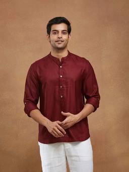 Fabindia - Men's Maroon Solid shirt