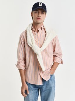 GANT - Men Orange Striped Classic Oxford Shirt