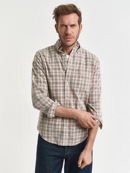 GANT - Men Beige Corduroy Check Shirt