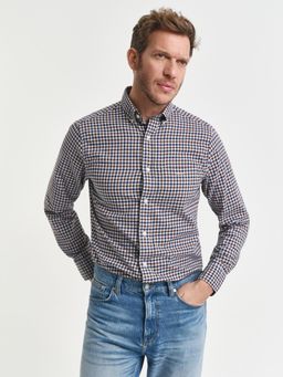 GANT - Men Brown Twill Gingham Check Shirt