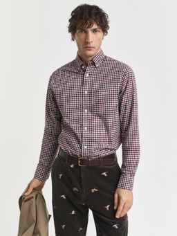 GANT - Men Red Twill Gingham Check Shirt