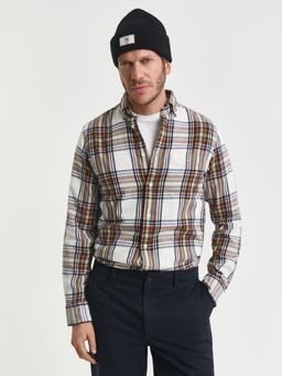 GANT - Men Cream Windblown Flannel Check Fs Shirt