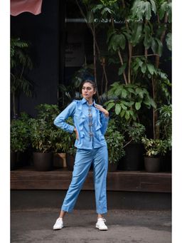 MEHAK MURPANA - Azure Blue Embellished Co Ord (Set of 2)