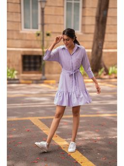MEHAK MURPANA - Lavender Shirt Dress with Belt for Women (Set of 2)