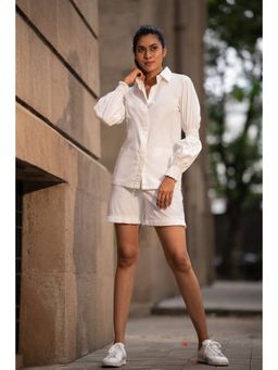 MEHAK MURPANA - White Solid Co Ord (Set of 2)