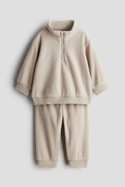H&M - Boys Beige 2-Piece Fleece Set