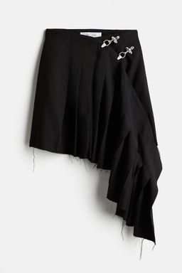 H&M - Women Black Wool-Blend Asymmetric Skirt