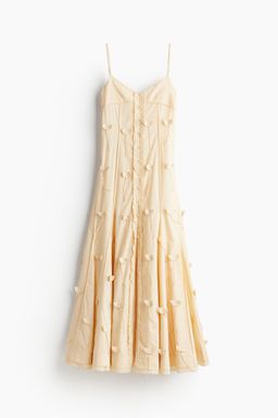 H&M - Women Beige Appliqua D Button-Front Dress
