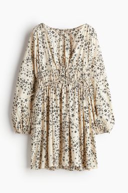 H&M - Women Beige Drawstring-Detail Dress