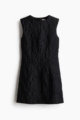 H&M - Women Black Jacquard-Weave Dress