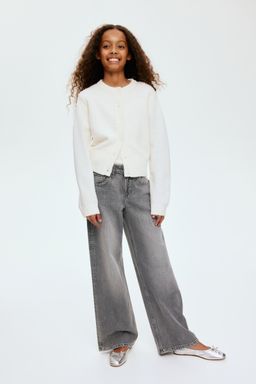 H&M - Girls Grey Relaxed Wide Leg Jeans