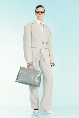 H&M - Women Beige Wool-Blend Tailored Trousers