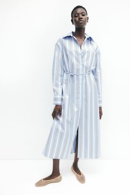 H&M - Women Blue Tie-Belt Shirt Dress