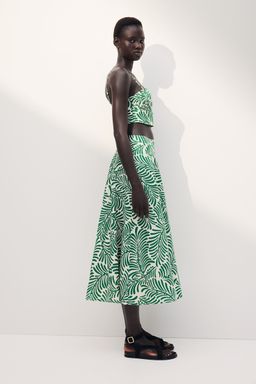 H&M - Women Green Linen-Blend Skirt