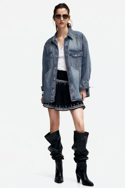 H&M - Women Black Embroidered Cotton Skirt