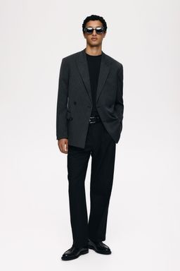 H&M - Men Grey Relaxed Fit Double-Breasted Jacket