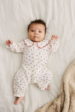 H&M - Girls White Cotton Muslin Romper Suit