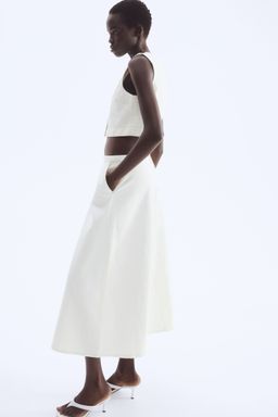 H&M - Women White Denim Midi Skirt