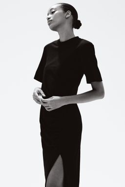 H&M - Women Black Shoulder-Pad T-Shirt Dress