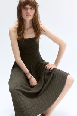 H&M - Women Green Smocked Bandeau Dress