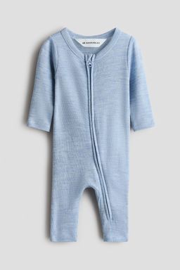 H&M - Boys Blue Merino Wool Jersey Romper Suit