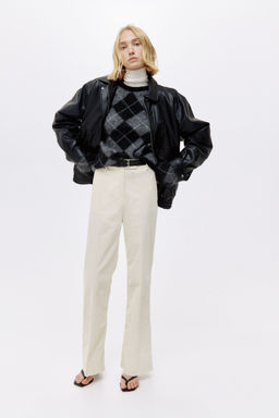 H&M - Women Beige Bootcut Corduroy Trousers