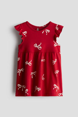H&M - Girls Red Printed Cotton Dress