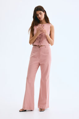 H&M - Women Pink Flared Twill Trousers