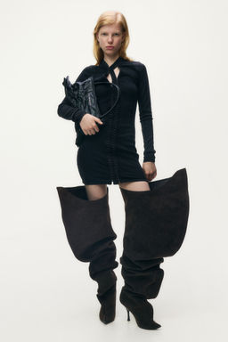 H&M - Women Black Ribbed Mini Dress