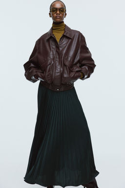 H&M - Women Green Pleated Maxi Skirt