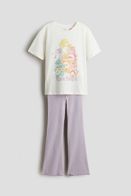 H&M - Girls Purple 2-Piece Set With Top And Leggings