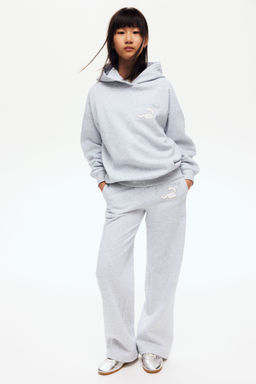 H&M - Girls Grey Wide Brushed-Inside Joggers